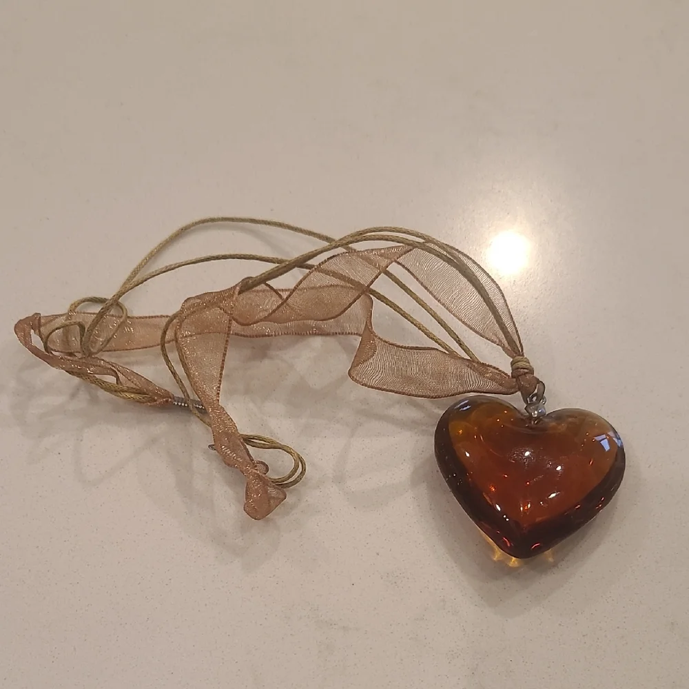 Brown Glass Heart Pendant